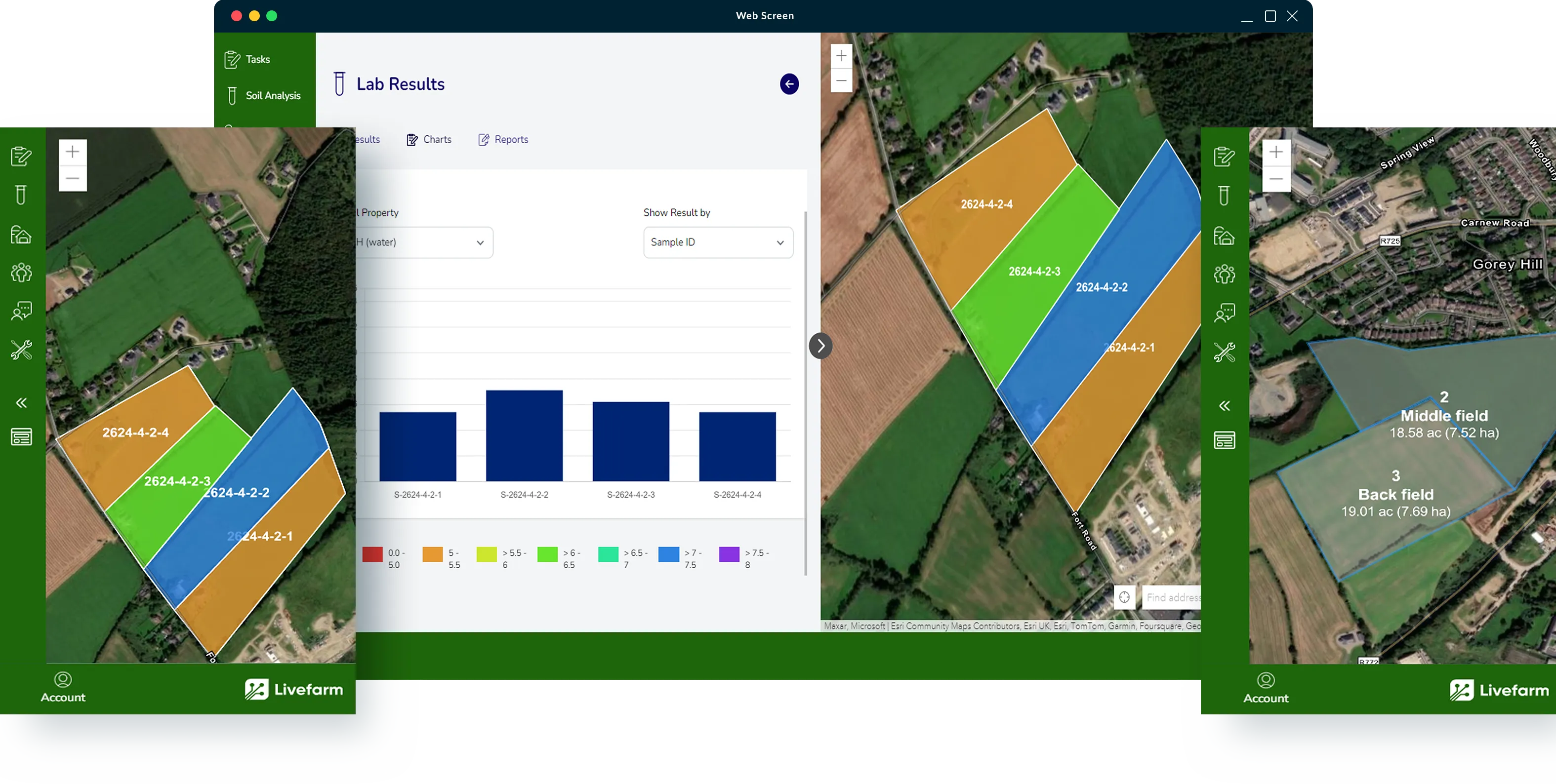 Pages from the Livefarm application