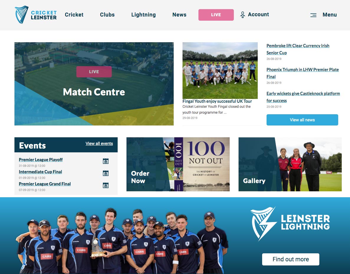 Cricket Leinster homepage